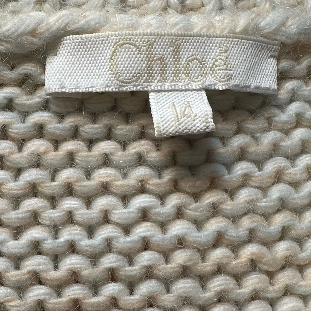 Chloé Beige Wool Knit Sweater with Fringe Accent